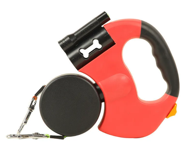 Auto Double Dog Leash Red