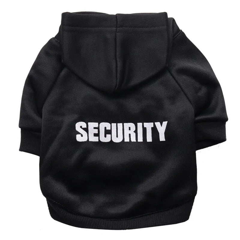 Security Dog Clothes Small Dog Hoodie Coat Black Security Large