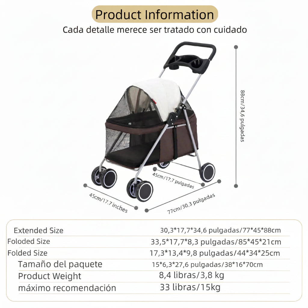 Portable Foldable Pet Stroller for Cats and Dogs