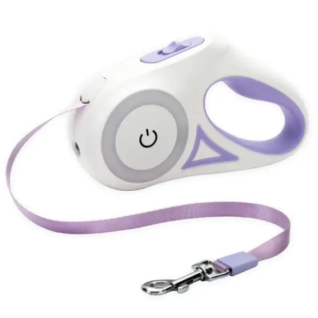 LED Light Up Retractable Leash Purple 3 Meter