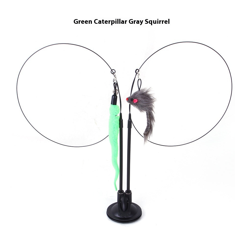 Cat Sucker Teaser Toy Green Caterpillar Gray Rat As Shown