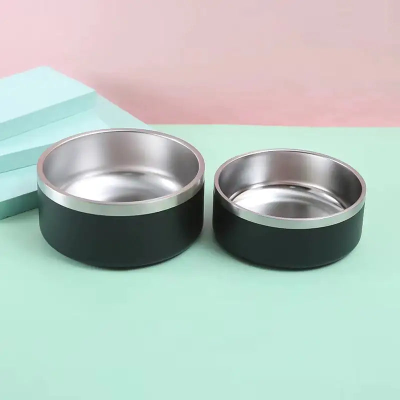 Stainless Steel Pet Bowl - 2 Sizes, 5 Colours Black 32oz