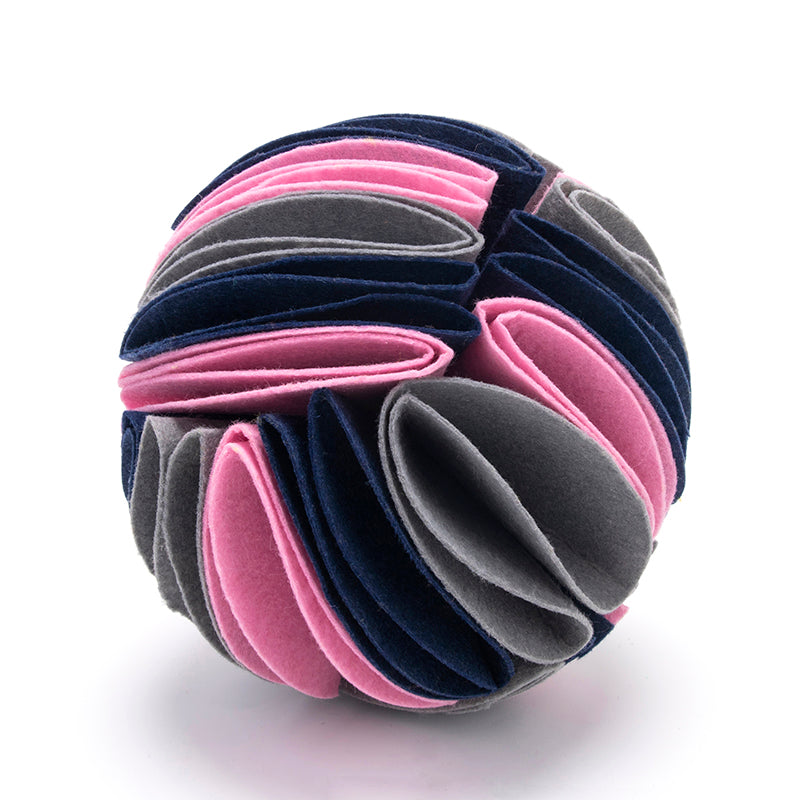 Foldable Dog Snuffle Ball For IQ Training Games Grey Pink Dark Blue 15cm