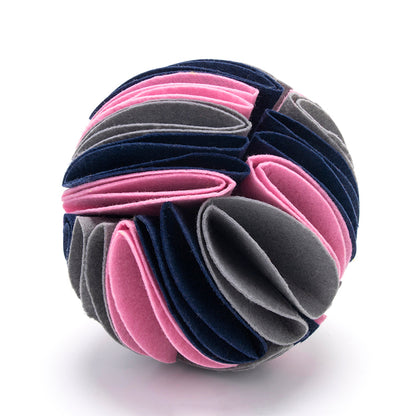 Foldable Dog Snuffle Ball For IQ Training Games Grey Pink Dark Blue 15cm