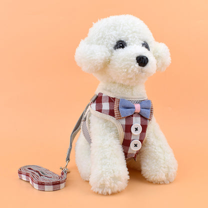 Bow Tie Chest Strap and Leash Combo Gentleman red S