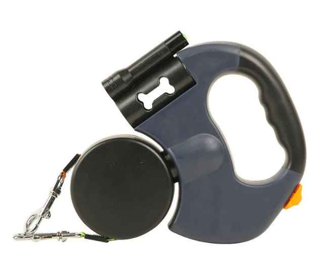 Auto Double Dog Leash Grey