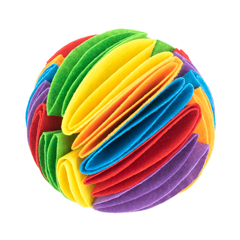 Foldable Dog Snuffle Ball For IQ Training Games Rainbow Color 15cm