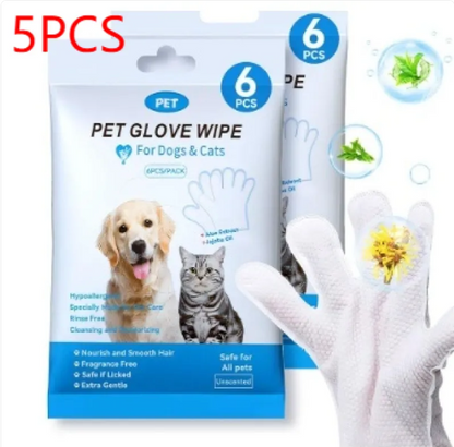 Pet Cleaning Gloves & Wipes Disposable Gloves 5pcs