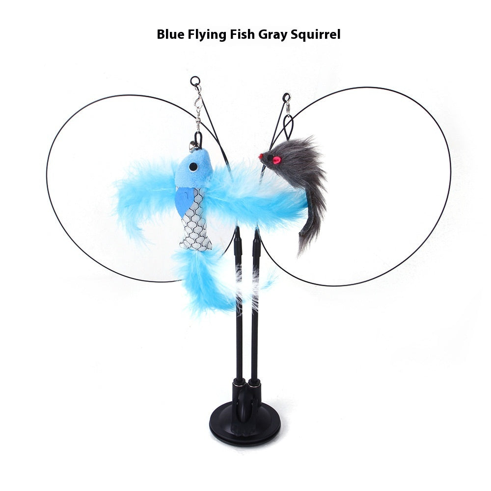 Cat Sucker Teaser Toy Blue Flying Fish Gray Mouse As Shown