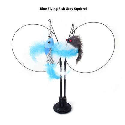 Cat Sucker Teaser Toy Blue Flying Fish Gray Mouse As Shown