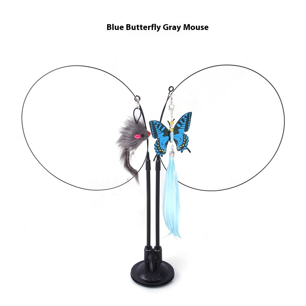 Cat Sucker Teaser Toy Blue Butterfly Gray Mouse As Shown