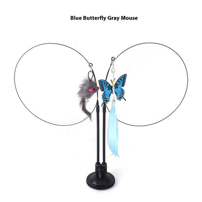 Cat Sucker Teaser Toy Blue Butterfly Gray Mouse As Shown