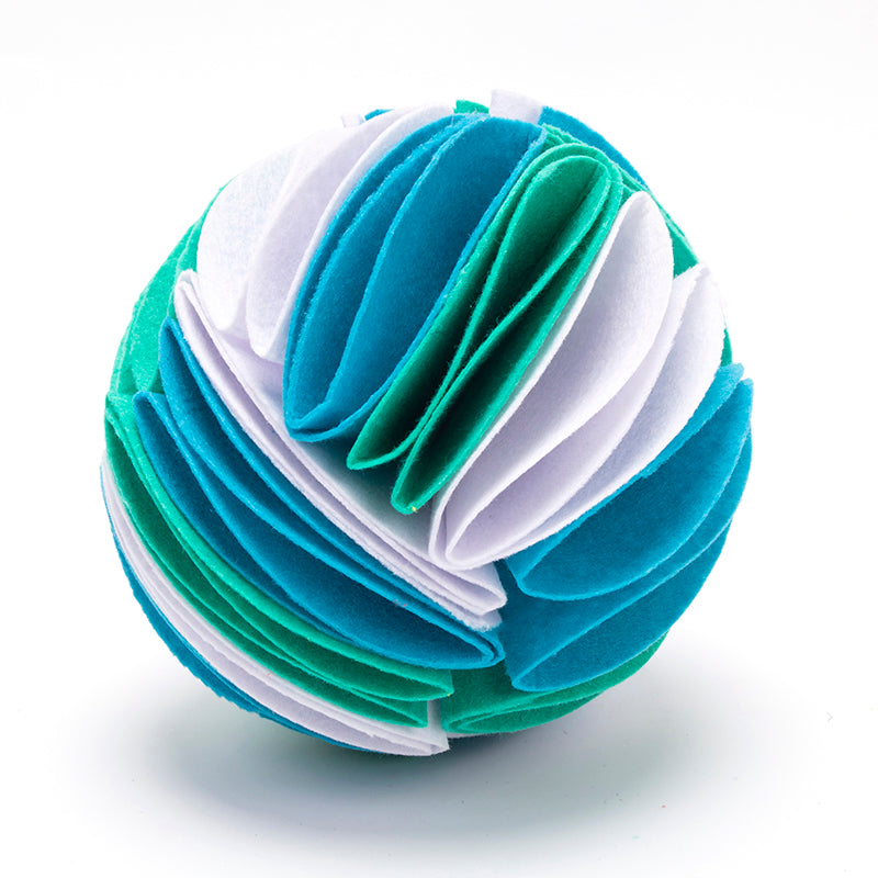 Foldable Dog Snuffle Ball For IQ Training Games White Cyan Blue 15cm