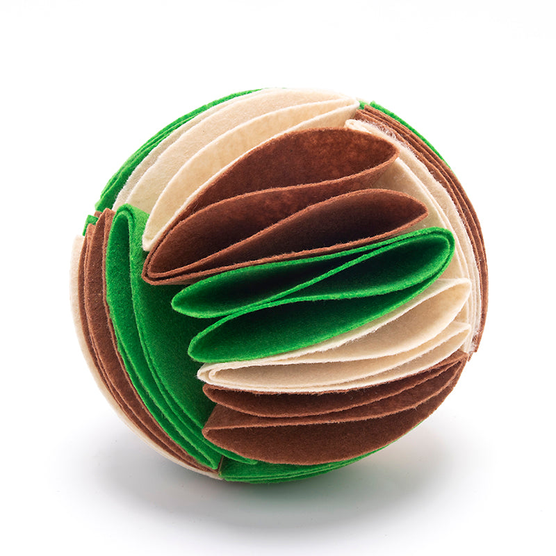 Foldable Dog Snuffle Ball For IQ Training Games Beige Brown Green 20cm