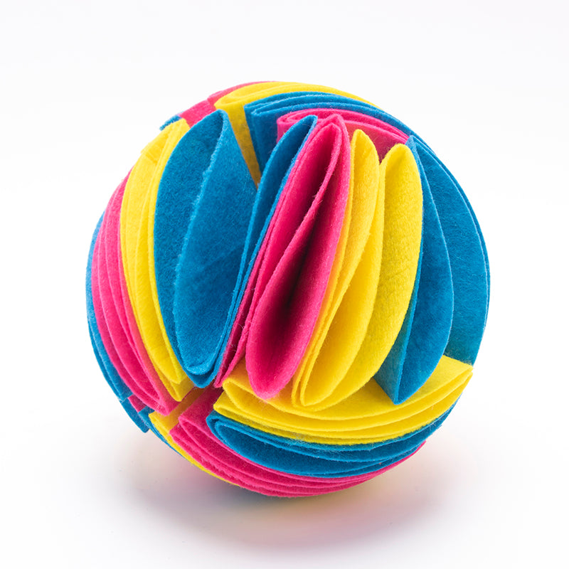 Foldable Dog Snuffle Ball For IQ Training Games Yellow Blue Pink 15cm