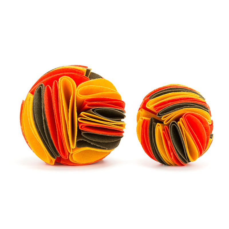Foldable Dog Snuffle Ball For IQ Training Games Yellow Orange Blue 15cm