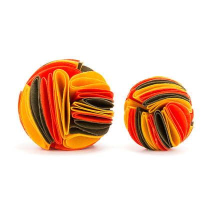 Foldable Dog Snuffle Ball For IQ Training Games Yellow Orange Blue 15cm