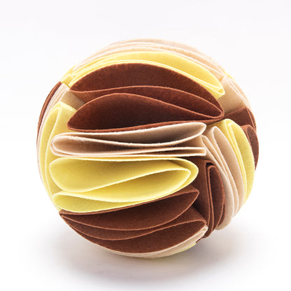 Foldable Dog Snuffle Ball For IQ Training Games Beige Brown Yellow 15cm