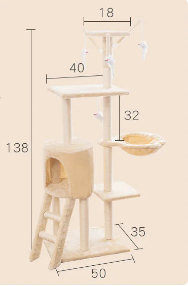 Cat Tree with Five Platforms and Scratching Post