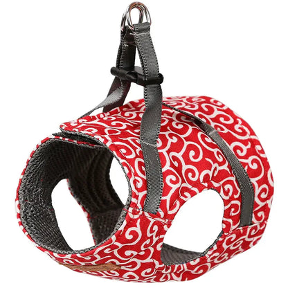 Cat Traction Rope Chest Harness and Vest Style Outfit Red S