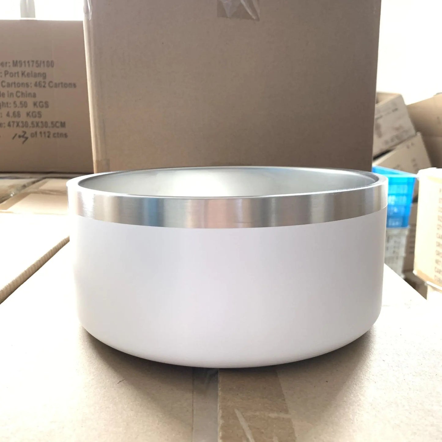 Stainless Steel Pet Bowl - 2 Sizes, 5 Colours White 64oz