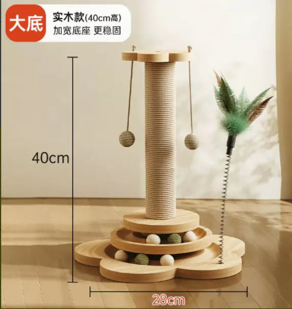 Solid Wood & Sisal Scratch Post