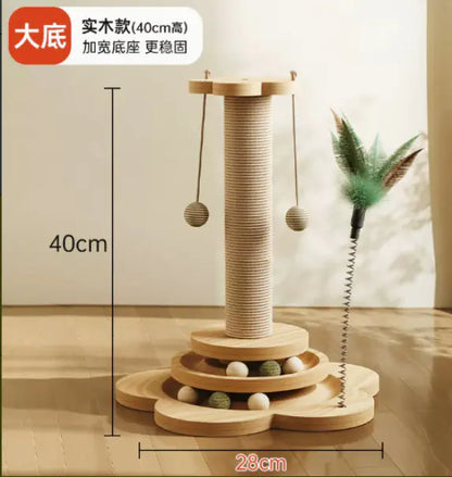 Solid Wood & Sisal Scratch Post