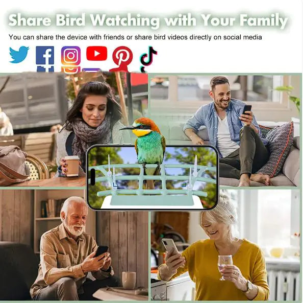 Solar-Powered Waterproof Bird Feeder with Camera & App