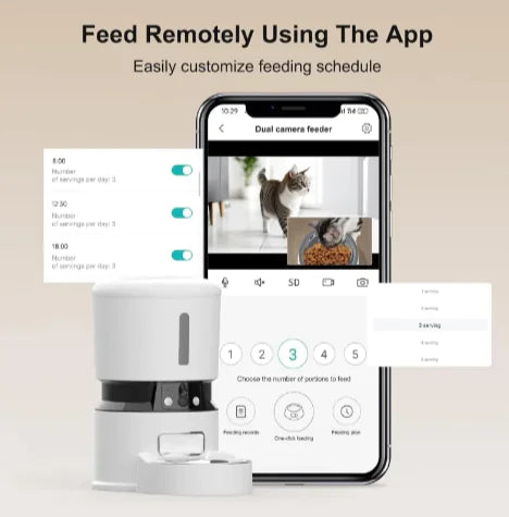 Automatic WiFi Pet Feeder - 2 types - voice or 1080P Camera
