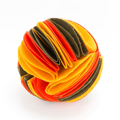 Foldable Dog Snuffle Ball For IQ Training Games Yellow Orange Blue 20cm