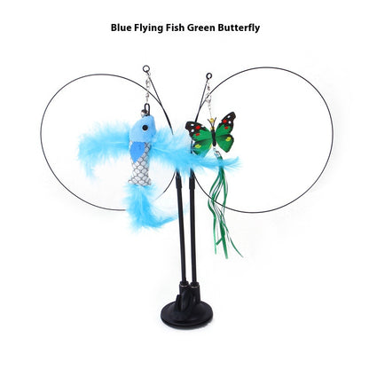 Cat Sucker Teaser Toy Blue Flying Fish Butterfly As Shown