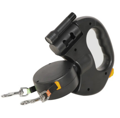 Auto Double Dog Leash Black