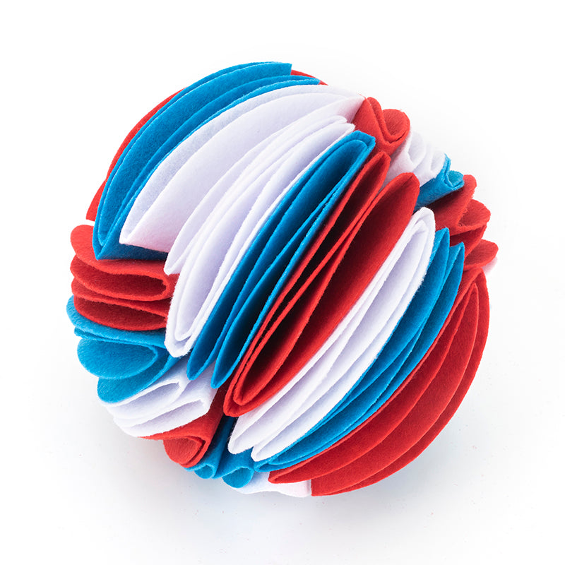 Foldable Dog Snuffle Ball For IQ Training Games White Red Blue 15cm