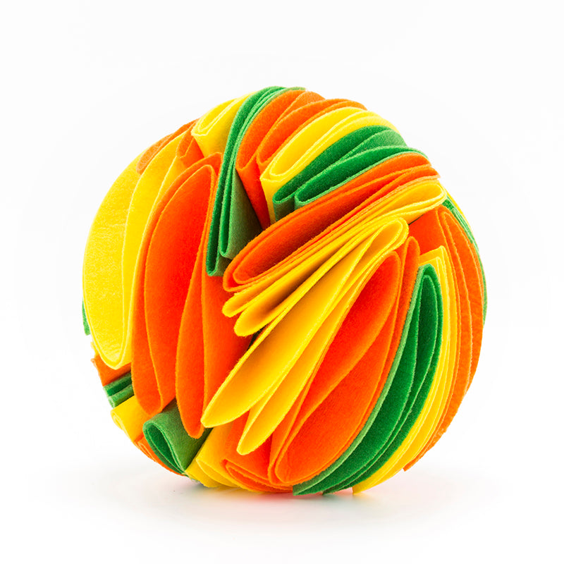 Foldable Dog Snuffle Ball For IQ Training Games Yellow Orange Green 20cm