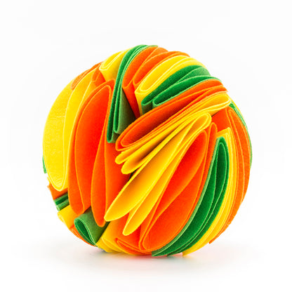 Foldable Dog Snuffle Ball For IQ Training Games Yellow Orange Green 20cm