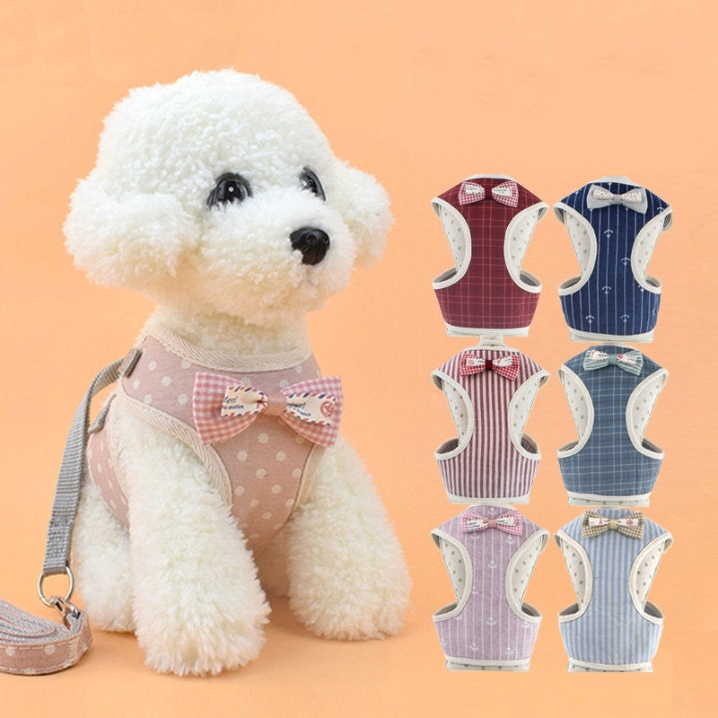 Bow Tie Chest Strap and Leash Combo
