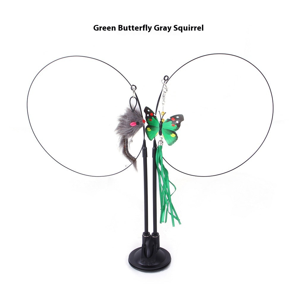 Cat Sucker Teaser Toy Green Butterfly Gray Mouse As Shown
