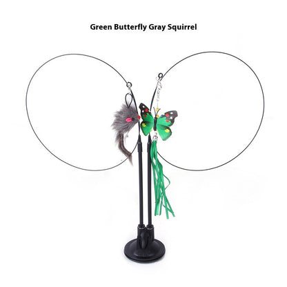 Cat Sucker Teaser Toy Green Butterfly Gray Mouse As Shown