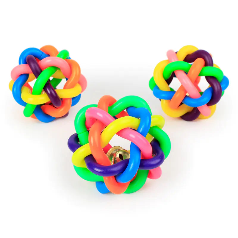 Colourful Leather Rainbow Ball with Bell