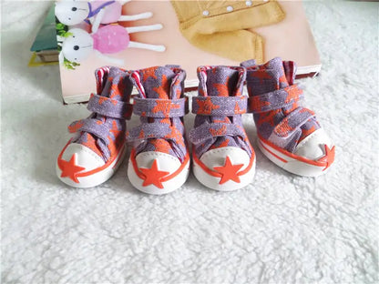 Star Canvas Dog Shoes